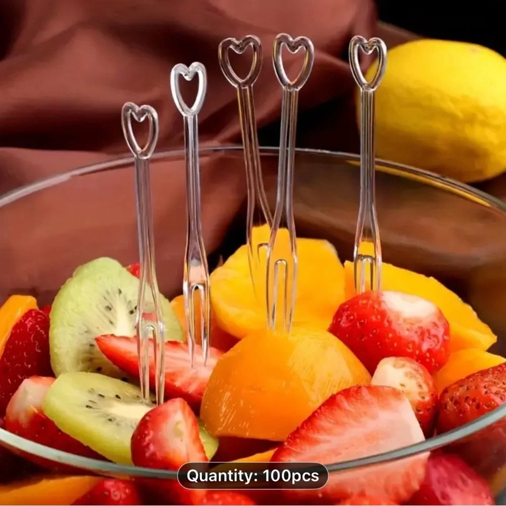 Clear‎ Heart-Shaped Fruit Forks